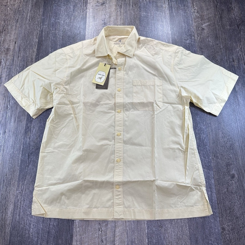 Cooper Jones Men's Yellow Short‎ Sleeve Shirt Lightweight Luxury Cotton L Pocket